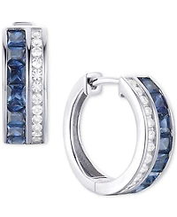 Ruby (1-5/8 ct. t.w.) & Diamond (1/4 Small Hoop Earrings 14k Gold, 0.5 (Also available Emerald Sapphire)