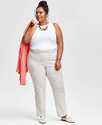 Jm Collection Plus & Petite Plus Size Tummy Control Pull-On Slim-Leg Pants, Exclusively at Macy's