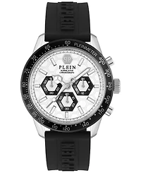 Philipp Plein Men's Chronograph Pleinmeter Black Silicone Strap Watch 44mm
