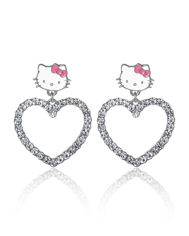 Hello Kitty Sanrio Heart Dangle Drop Earrings