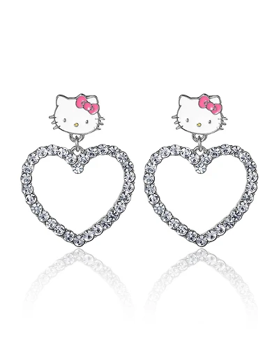 Hello Kitty Sanrio Heart Dangle Drop Earrings