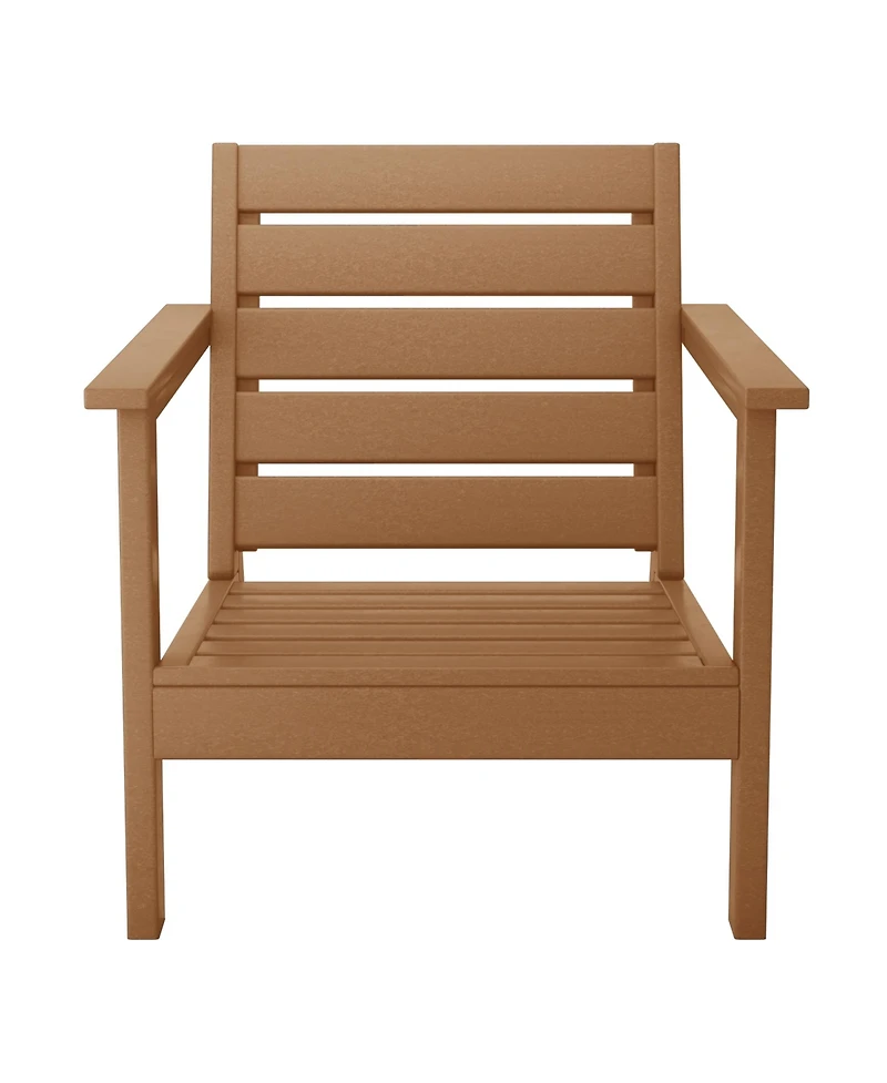 WestinTrends Outdoor Modern Hdpe Patio Teak Club Chair with Deep Seat Cushions