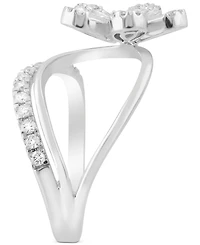 Diamond Round & Baguette Flower Statement Ring (1 ct. t.w.) in 14k White Gold