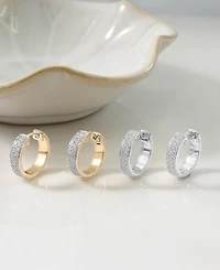 Diamond Double Row Huggie Hoop Earrings (1/2 ct. t.w.), Sterling Silver or 14k Gold-Plated Silver, Created for Macy's