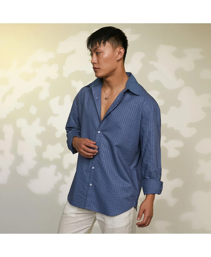 Men's Lapis Blue Candy-Textured Shirt