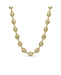 Bling Jewelry Yellow Gold Plated Nautical Anchor Link Puff Mariner Chain Choker Necklace 6MM Wide 15Inch