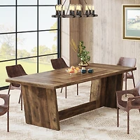 Tribesigns 70.87-Inch Wood Dining Room Table for 6-8 People, Rectangular Farmhouse Kitchen with Solid Pedestal, Rustic Long Dinner