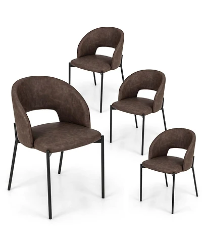 Dining Chair Set of 4 with High-density Sponge Cushion Sturdy X-shaped Frame