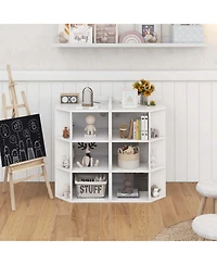 3-Tier Kids Corner Toy Storage Organizer with Usb Ports and Outlets 9 Cubbies