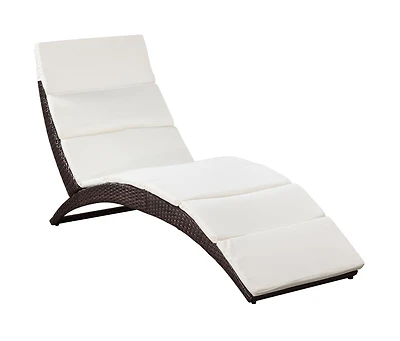 vidaXL Folding Sun Lounger with Cushion Poly Rattan Brown
