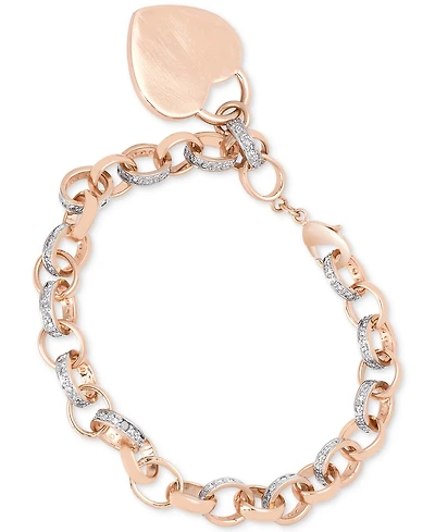 Diamond Accent Heart Tag Chain Bracelet 7.5"