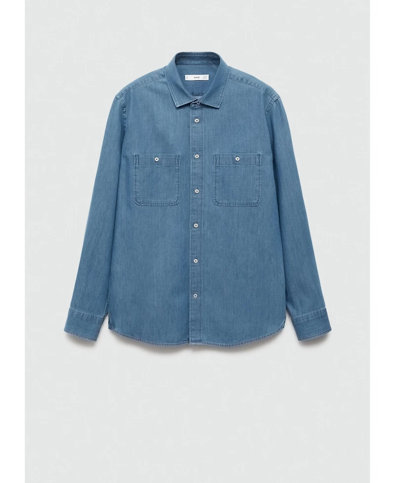 Mango Men's Chest Pocket Denim Shirt
