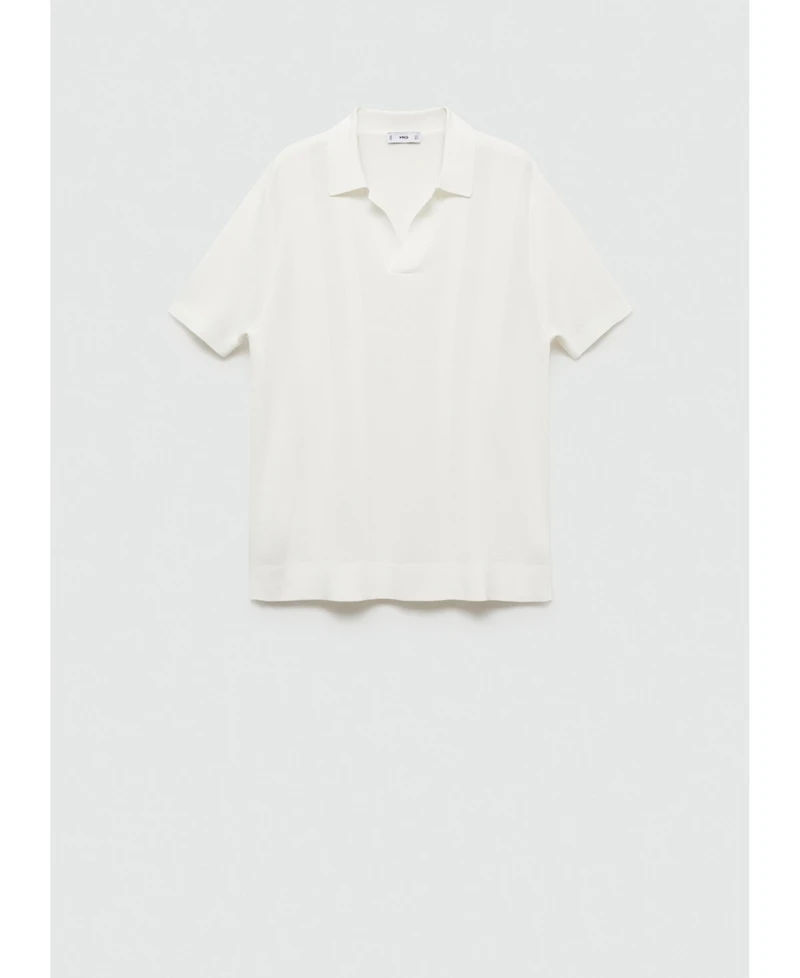 Mango Men's Ribbed Knit Polo Shirt