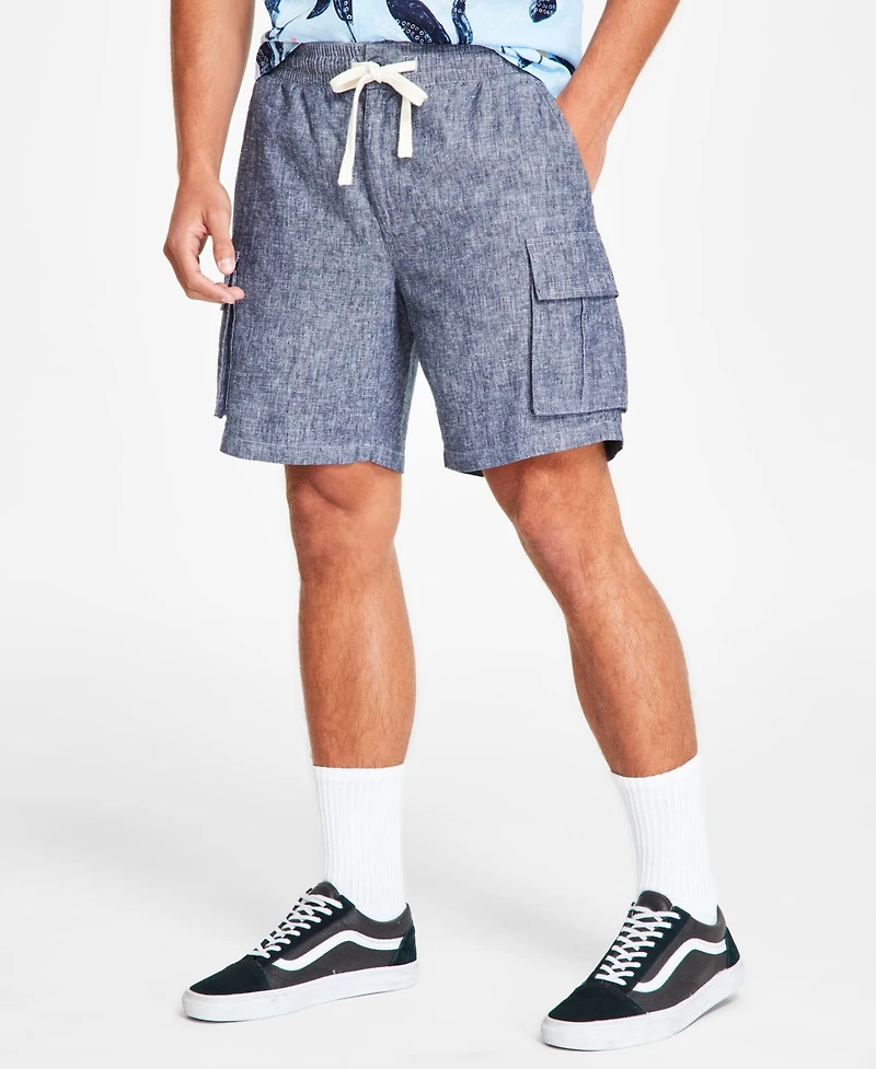 Sun + Stone Men's Drawstring 8" Linen Blend Cargo Shorts, Exclusively at Macy's
