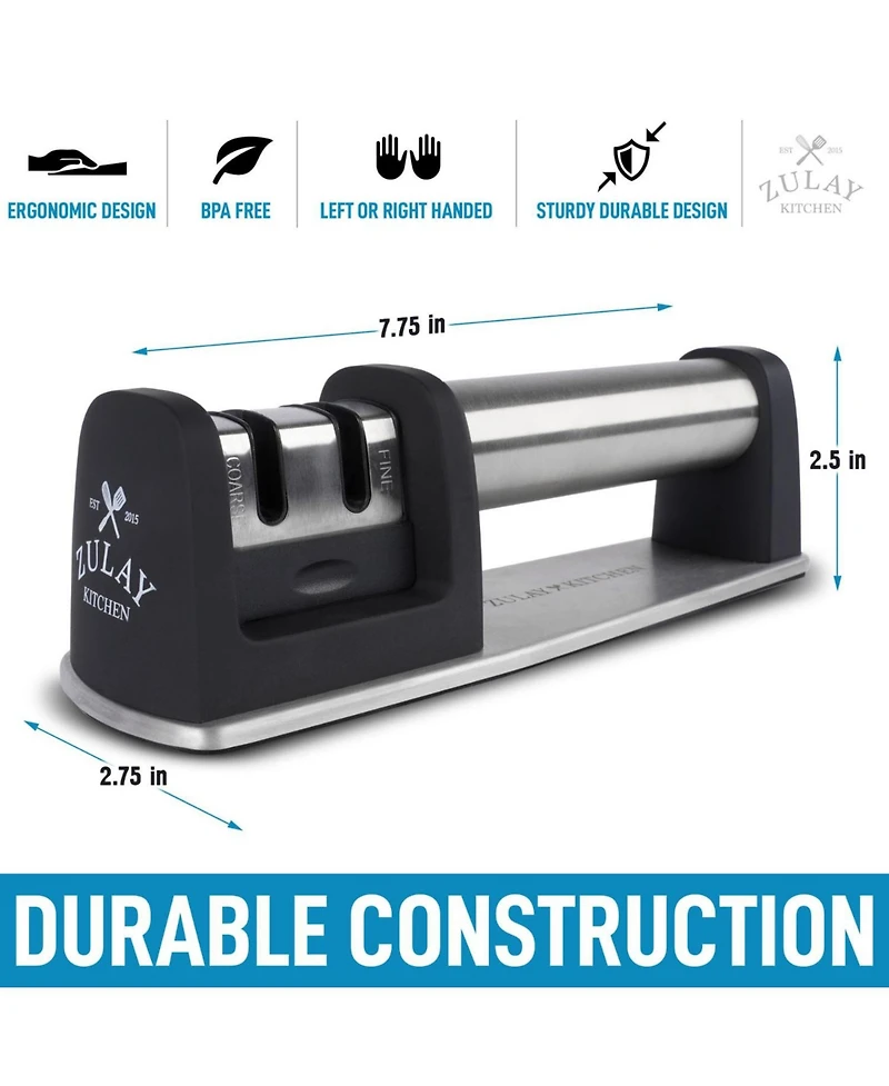 Premium Quality Knife Sharpener for Straight and Serrated Knives Stainless Steel Ceramic Tungsten