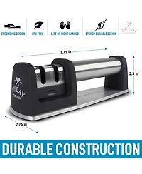 Premium Quality Knife Sharpener for Straight and Serrated Knives Stainless Steel Ceramic Tungsten