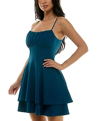 Emerald Sundae Juniors' Ruched Tiered Fit & Flare Dress