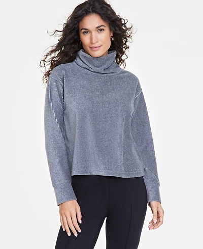 On 34th Women's Ribbed Velour Turtleneck Top, Created for Macy's
