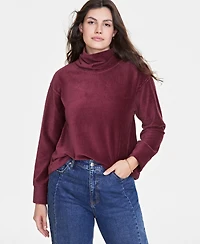 On 34th Women's Ribbed Velour Turtleneck Top, Created for Macy's