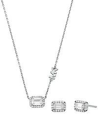 Michael Kors Sterling Silver Necklace and Earrings Set