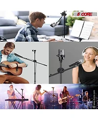 5 Core Tripod Mic Stand Floor 4Pcs Adjustable 31 to 76 Inches Boom Arm Holder Microphone Stands 360 Degree Rotating + Dual Mic Ms Dbl 4PCS