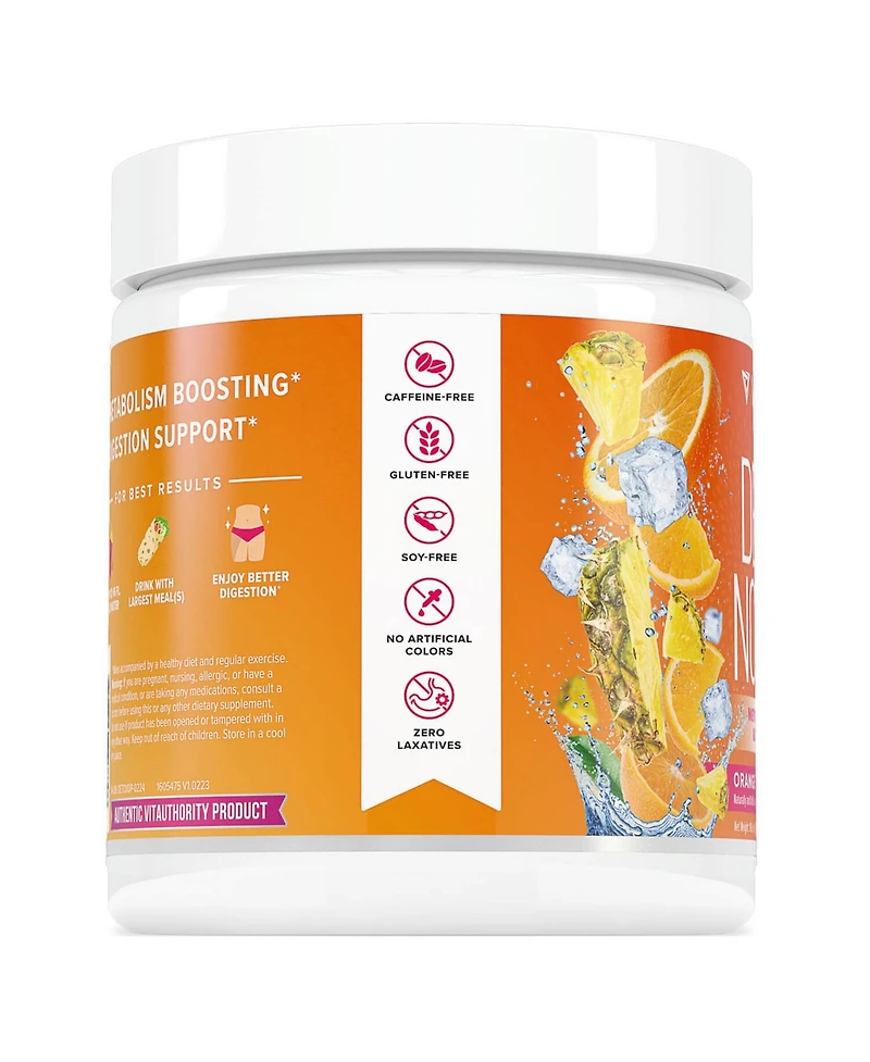 Vitauthority Detox Nourish Powder, Metabolism Support & Anti-Bloat Digestive Aid, Orange Pineapple, Vitauthority, 300gm