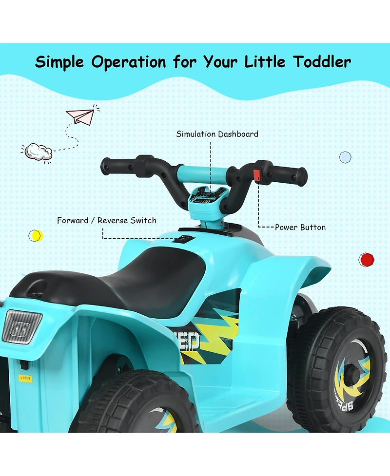 6V Kids Electric Quad Atv 4 Wheels Ride On Toy Toddlers Forward&Reverse