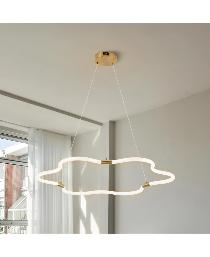 Jonathan Y Nuvola Contemporary Minimalist Metal/Acrylic Adjustable Dimmable Cloud Integrated Led Chandelier