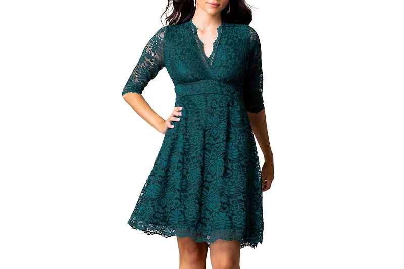 Kiyonna Women's Mademoiselle Lace Cocktail Dress with Sleeves