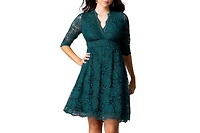 Kiyonna Women's Mademoiselle Lace Cocktail Dress with Sleeves