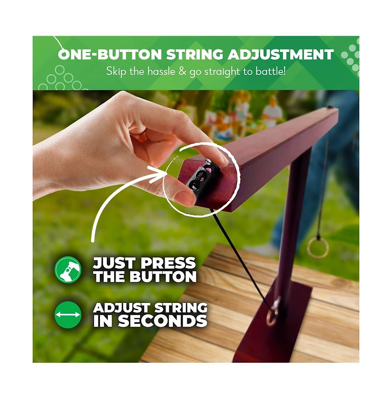 Battle Hooks - Xl 2 Player Hook and Ring Game with Shot Ladder - 5+ Games Included - 20 Second Set Up - Ring Toss Game