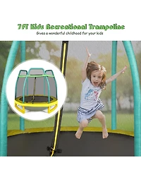 Costway 7FT Kids Trampoline W/Safety Enclosure Net Spring Pad