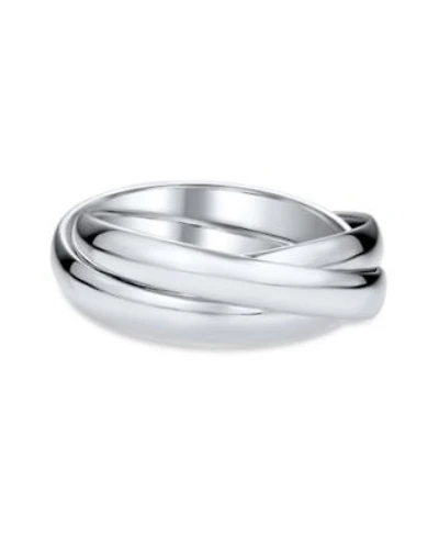 Bling Jewelry Simple Dome .925 Sterling Silver Trio Rolling Russian Band Ring