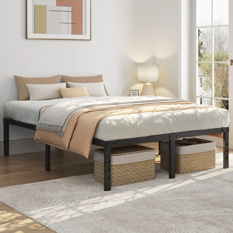 Yaheetech Metal Platform Bed Frame with Heavy Duty Steel Slat Support / Non-slip Mattress Foundation / No Box Spring Needed