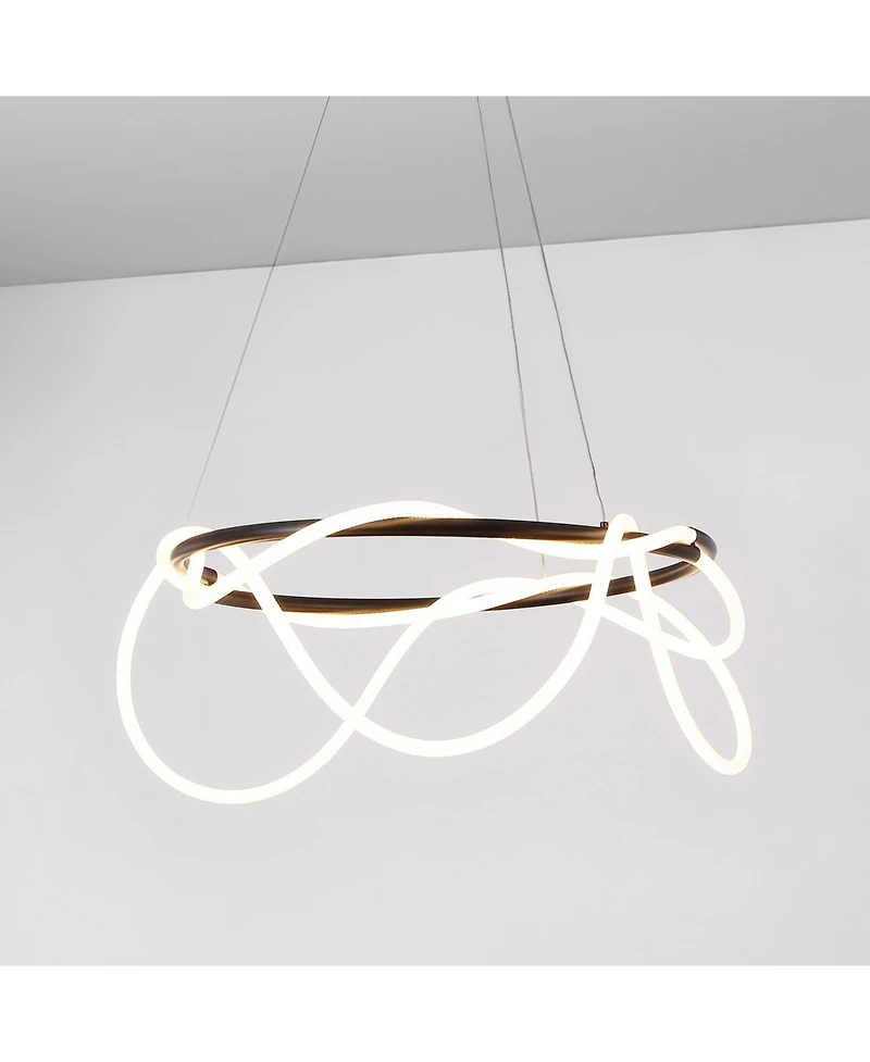 Jonathan Y Lisette Contemporary Minimalist 360 Adjustable Silicone Neon Rope Dimmable Integrated Led Chandelier