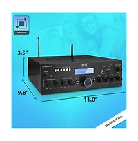 Pyle Bluetooth Stereo Amplifier Receiver With Uhf Wireless Microphone, MP3/Usb/Sd/Aux/Fm Radio, 200 Watt