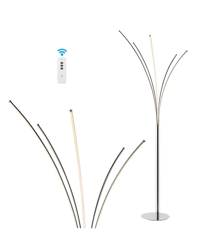 Jonathan Y Fuochi Modern Minimalist Metal 5-Branch Arc Dimmable Integrated Led Floor Lamp with Remote Control