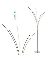 Jonathan Y Fuochi Modern Minimalist Metal 5-Branch Arc Dimmable Integrated Led Floor Lamp with Remote Control