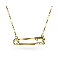 Bling Jewelry Support Symbol Pendant Necklace for Displaced People Cz Accent Safety Pin 14K Gold