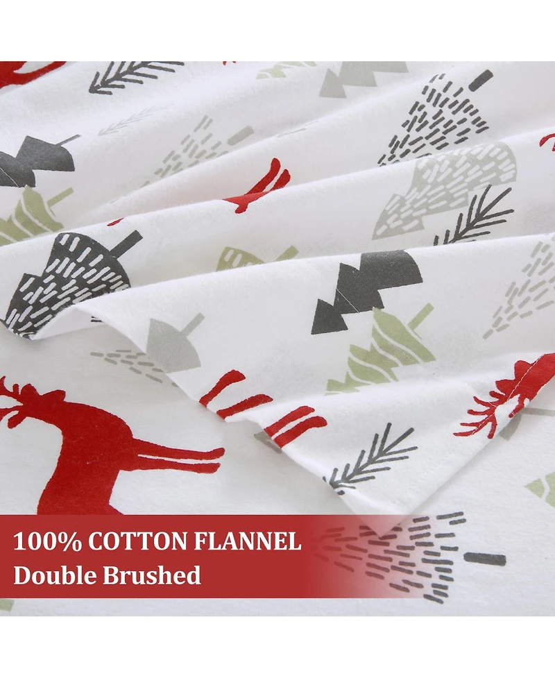 gaomon 4 Pieces Christmas Cotton Flannel Bedding Sheet Set