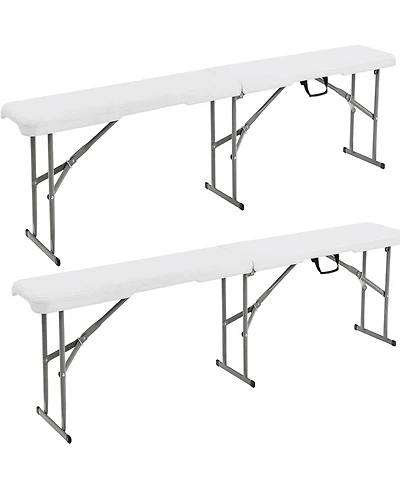 2PCS 6 Ft Portable Folding Bench Outdoor Picnic Bench 550 lbs Limited for Dining
