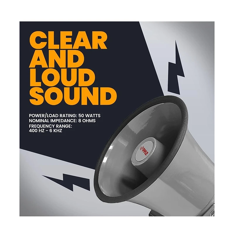 Pyle 8.1” Portable Pa Horn Speaker With 8 Ohms Impedance & 50W Peak Power