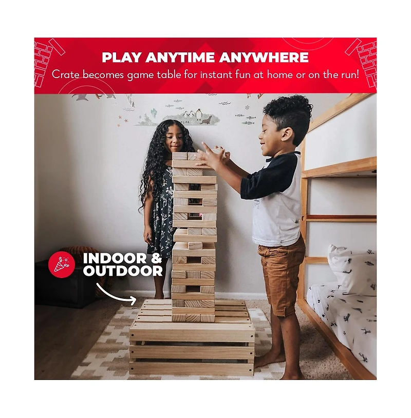 Swooc Premium Giant Tower Game w/ Storage Crate / Outdoor Game Table Set | 60 Large Blocks | Jumbo Lawn Games | Big Yard Game