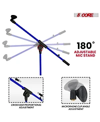 5 Core Tripod Mic Stand Pair Heavy Duty Adjustable Holder Floor Microphone Boom Arm - Dark Blue