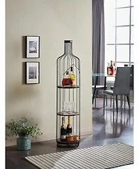Kings Brand Furniture Tall Wine Bottle Shaped Stand with Shelf, Freestanding Floor Wine Rack Holder, Liquor Bar Shelves Storage Organizer