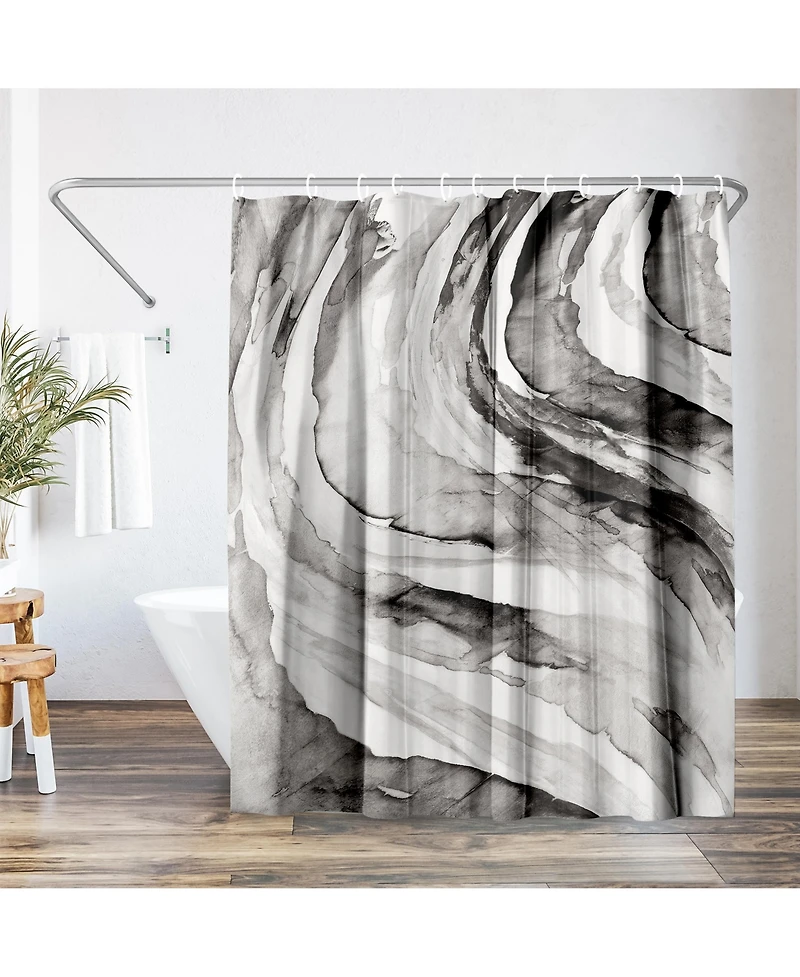 Abstract Shower Curtain Gulf by Pi Creative Art - Black