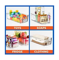 NutriChef Set Of 8 Refrigerator Organizer Bins - 4 Wide and 4 Narrow Stackable Fridge Organizers for Freezer, Kitchen, Countertops, Cabinets