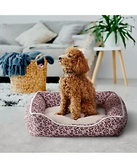Elle Cuddler Dog Beds for Small Dogs, Washable Pet Bed for Cat and Dog, Printed Microsuede with Plush Center