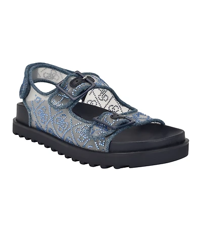 Guess Women's Frella Two Band Embellished Footbed Sandals
