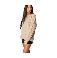 Edikted Women's Kennedy oversized cable knit sweater